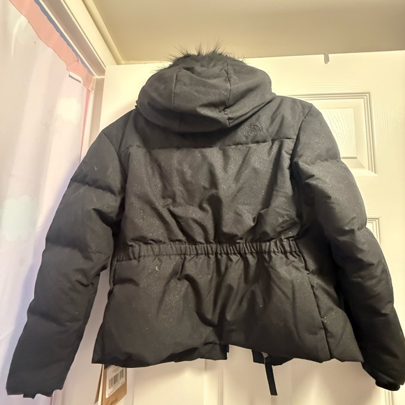 Black Puffer Jacket with Faux Fur Hood Trim - Picture 2 of 7